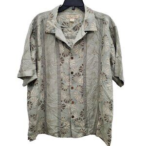 Island Republic Men's Sage Silk Blend Aloha Hawaiian Lounge Button Up Size XL
